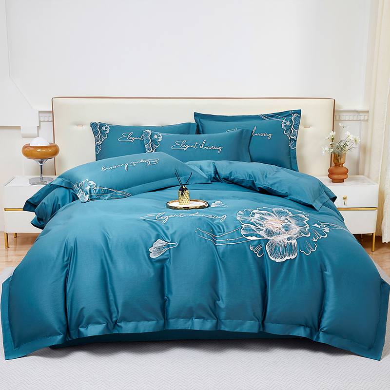 唐纳家纺 新国风四件套-宝蓝色 200*230CM- TN-KT24055高清大图