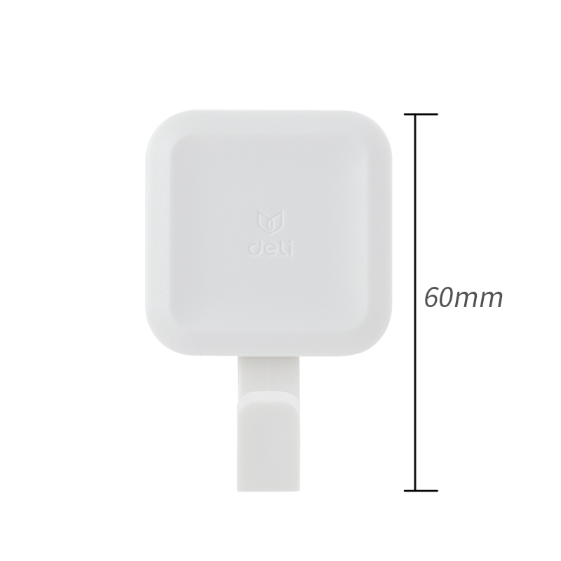 得力(deli)大承重 免打孔3kg生活挂钩帖 无痕背胶3只/卡 简约方形 白色高清大图