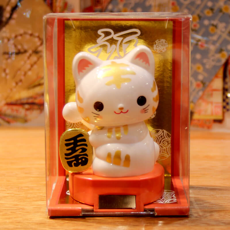 福缘猫自动招手办公室车载小摆件汽车迷你装饰品太阳能摇手猫 三维工匠 茶果子猫(樱花)猫高清大图