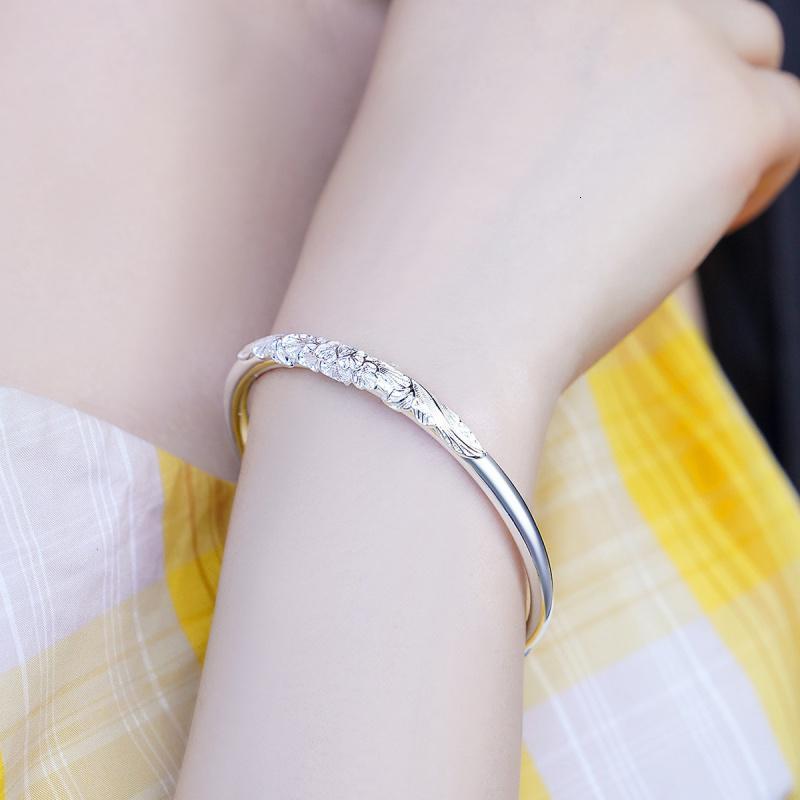 老庙黄金 老庙足银手镯吟花花丝手镯银手镯女