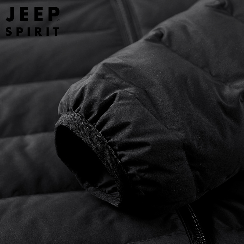 JEEP SPIRIT防钻绒羽绒服男秋冬新款无缝连帽保暖白鸭绒保暖外套