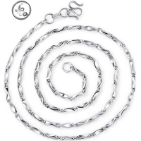 99足银元宝链S990纯银项链女锁骨男士加粗长款毛衣链手工白银链子 粗2.5mm长45cm10g