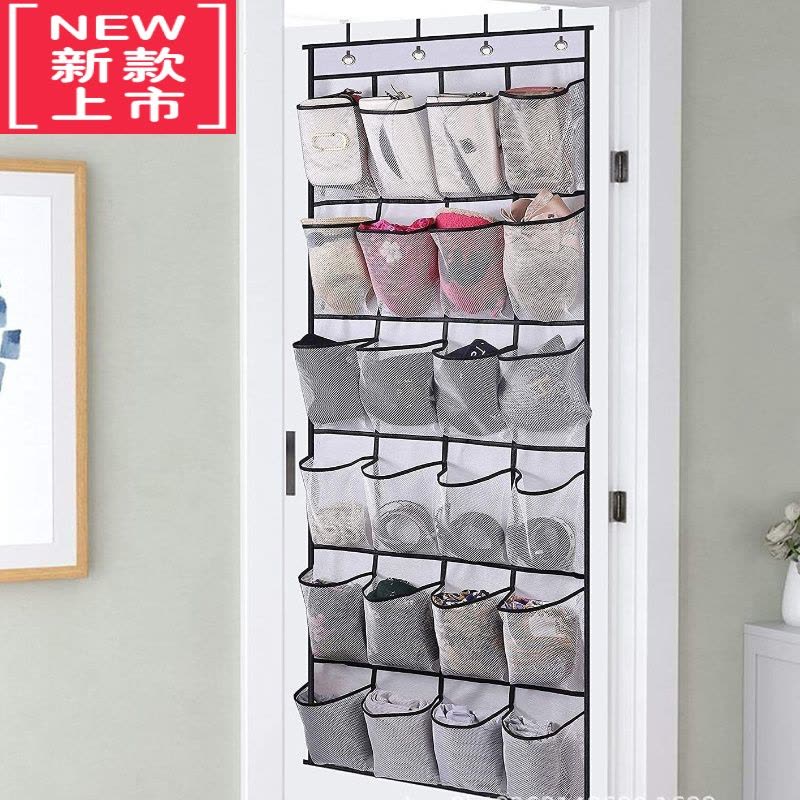可莉允整理收纳袋24格多层无纺布杂物鞋内衣毛绒玩具免打孔挂墙门后挂袋图片