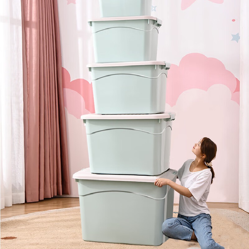 储物箱周转箱整理多功能筐收纳盒蓝色80*59*48.5cm(六轮160L)高清大图