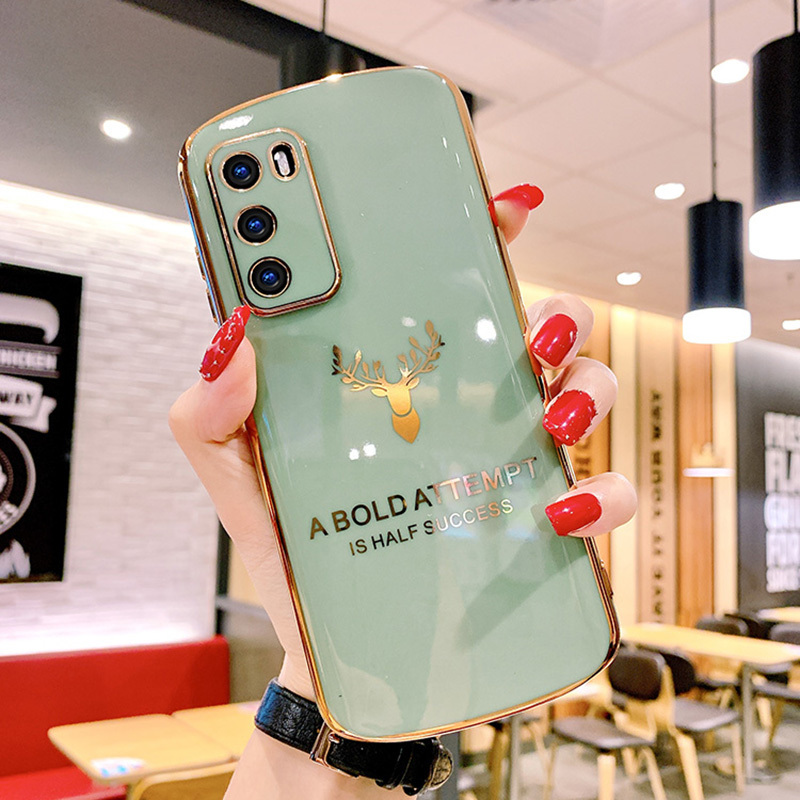 适用于华为p40手机壳电镀麋鹿时尚p40pro椭圆软硅胶保护套男女p30全包