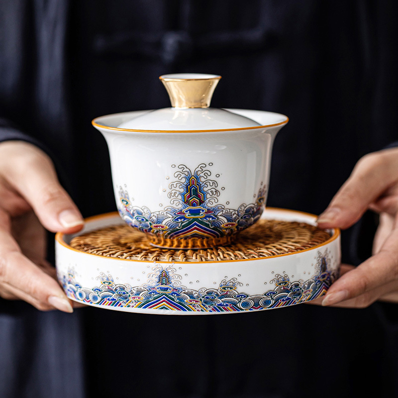 領藝 皇家御品三才盖碗茶杯大号壶承茶托泡茶功夫茶碗