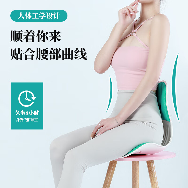 美仕达 按摩矫姿坐垫人体工学护腰护背久坐不累办公必备 MS-Y1蓝色高清大图