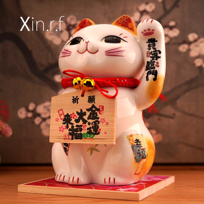 猫摆件开业大号存钱罐二维码店铺收银台家居客厅摆件 三维工匠 9001+9002（两只+日本坐垫）_202