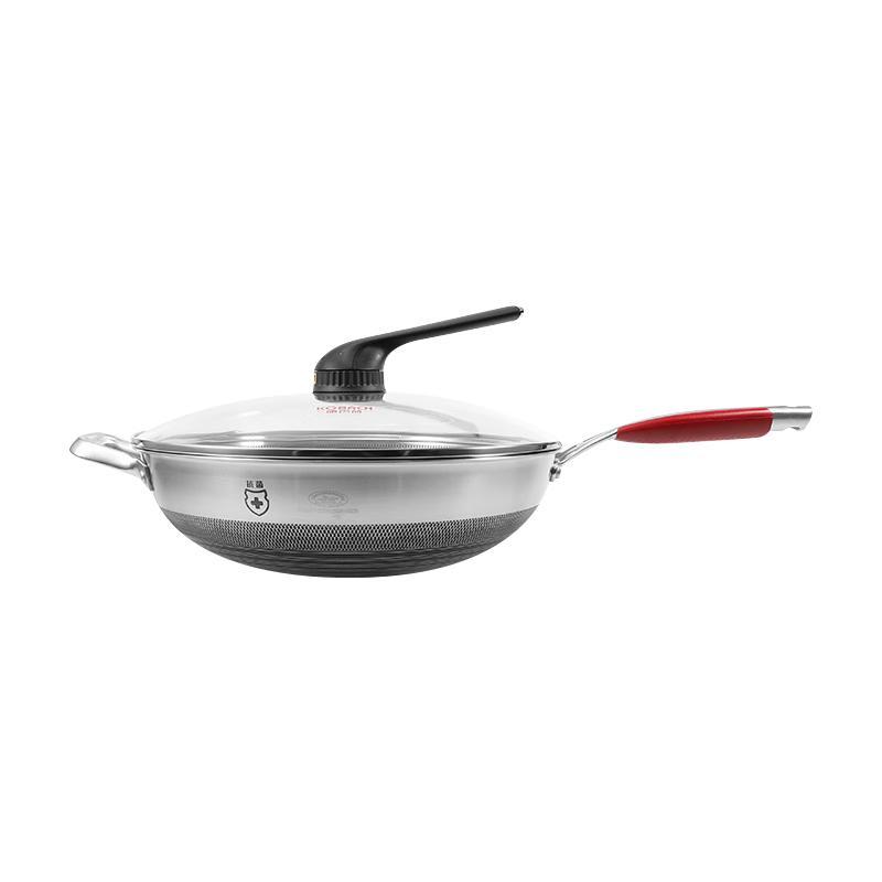 康巴赫(KBH)第五代炒锅不粘锅抗菌不锈钢蜂窝锅少油烟双面纹炒菜锅电磁炉通用高清大图