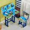 儿童学习课桌椅套装小学初中生吃饭写作业的写字台凳简易书桌架子 带护眼灯 款2加大全图版-佩奇-蓝色