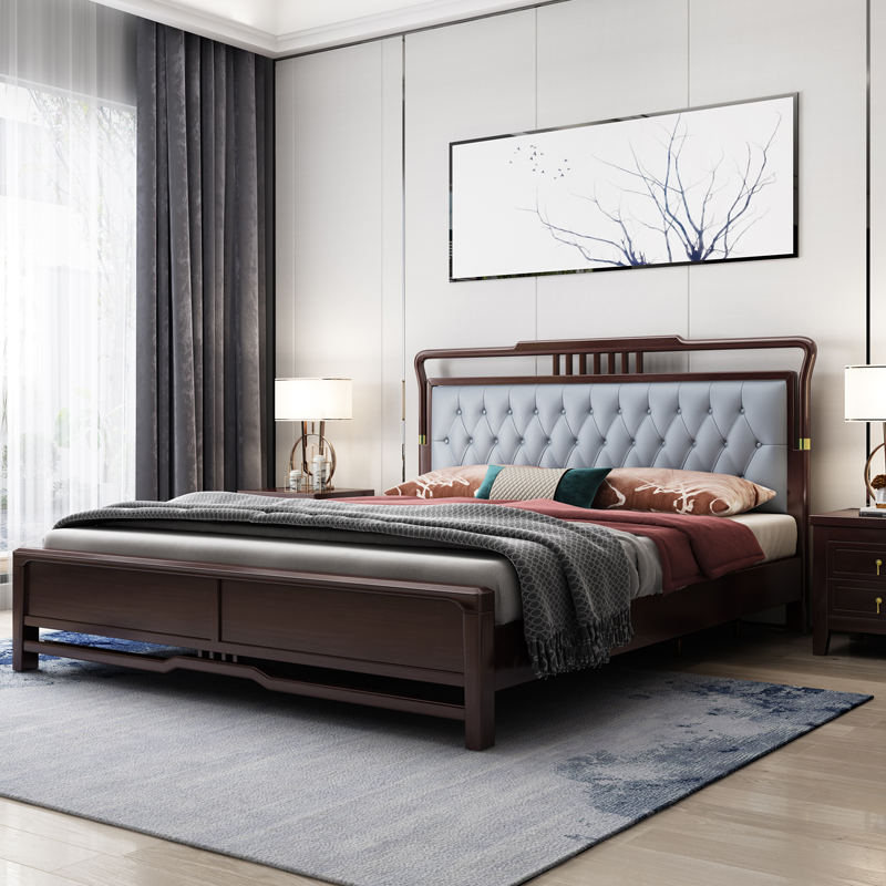 青木川 实木床 新中式1.