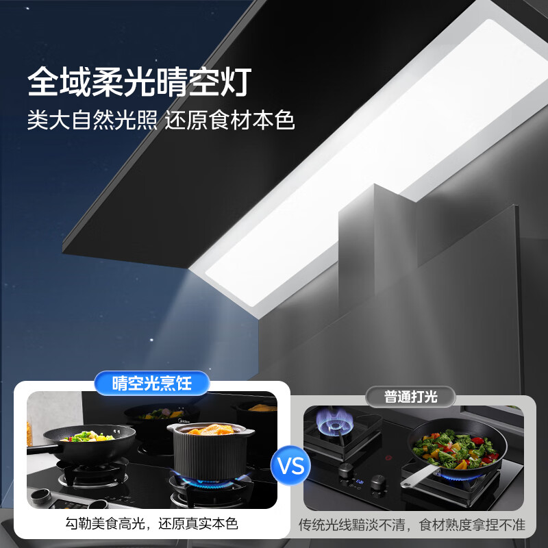 美的(Midea)[晴空黑色FX90]集成灶一体式 变频26风量 蒸汽洗 5.2kW燃气灶 蒸烤箱一体机高清大图