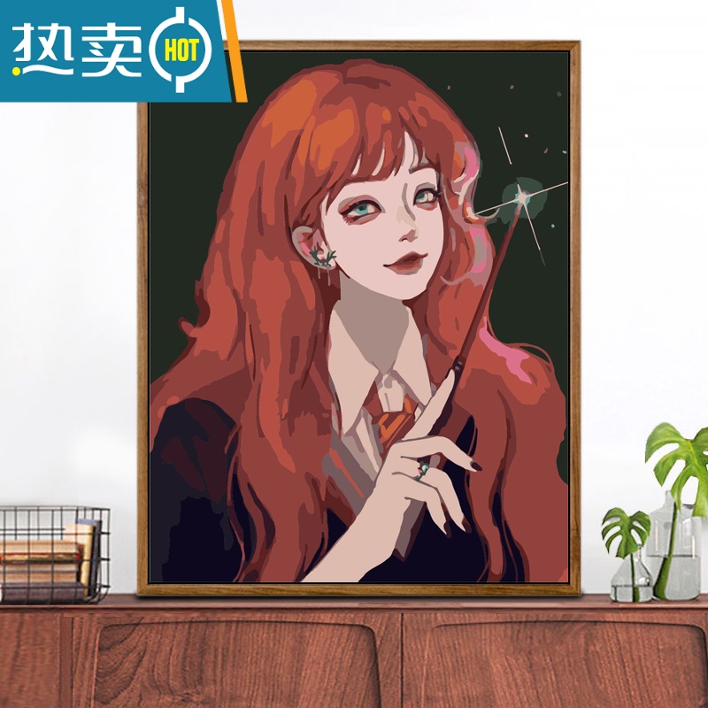 敬平卡通人物数字油画diy手绘填充哈利波特动漫油彩画涂色卧室装饰画装饰画高清大图
