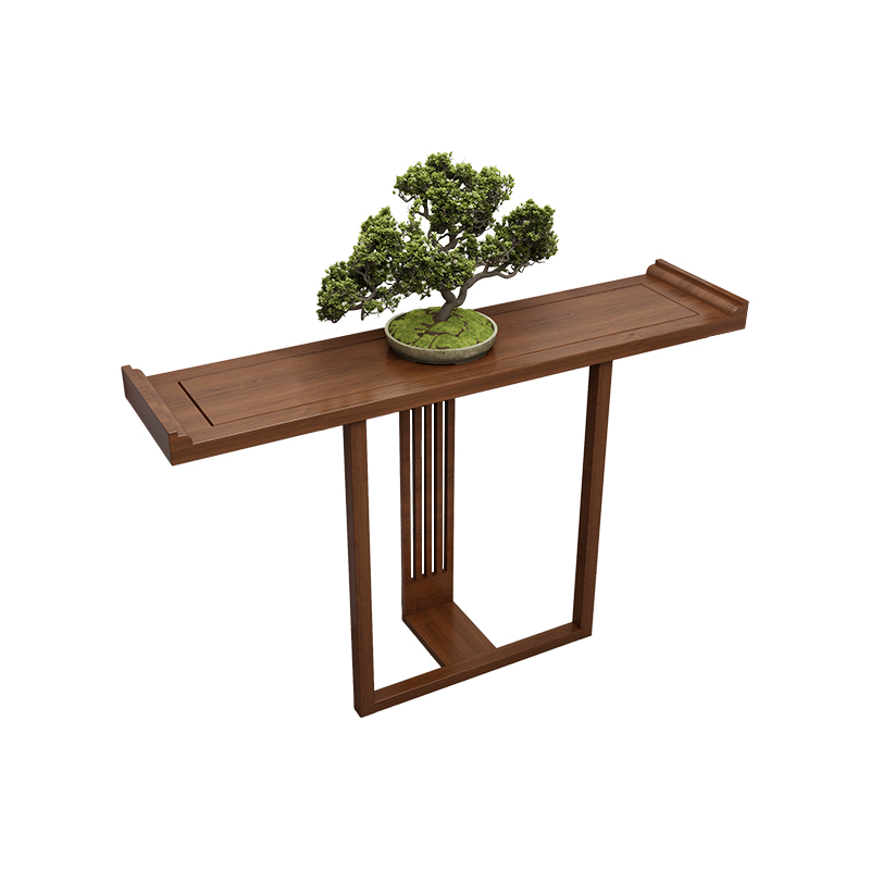 新中式半圆玄关桌 靠墙弧形闪电客玄关柜厅端景台仿古条案翘头装饰