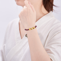 GZUAN古钻珠宝 黄金手链女 足金数字转运珠 数字520石榴石女士手链 JXHJS0009