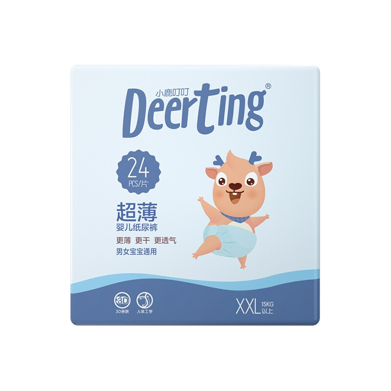 小鹿叮叮 婴儿超薄纸尿裤XXL码48片大童尿不湿宝宝透气尿布湿秋冬款高清大图
