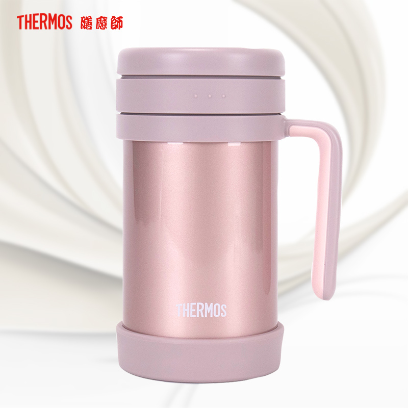 膳魔師(THERMOS)保温杯TCMF-501办公杯304不锈钢500ML可拆卸不锈钢茶漏水杯泡茶杯粉色CAC家用/通用