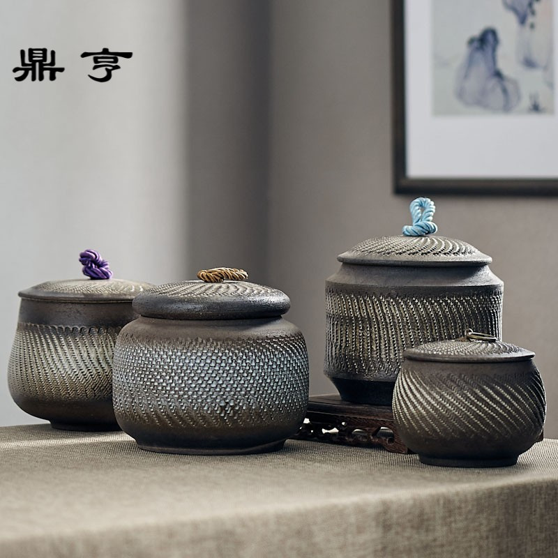 鼎亨 手工跳刀陶瓷茶叶罐茶洗 普洱散茶罐储物罐杯洗水洗