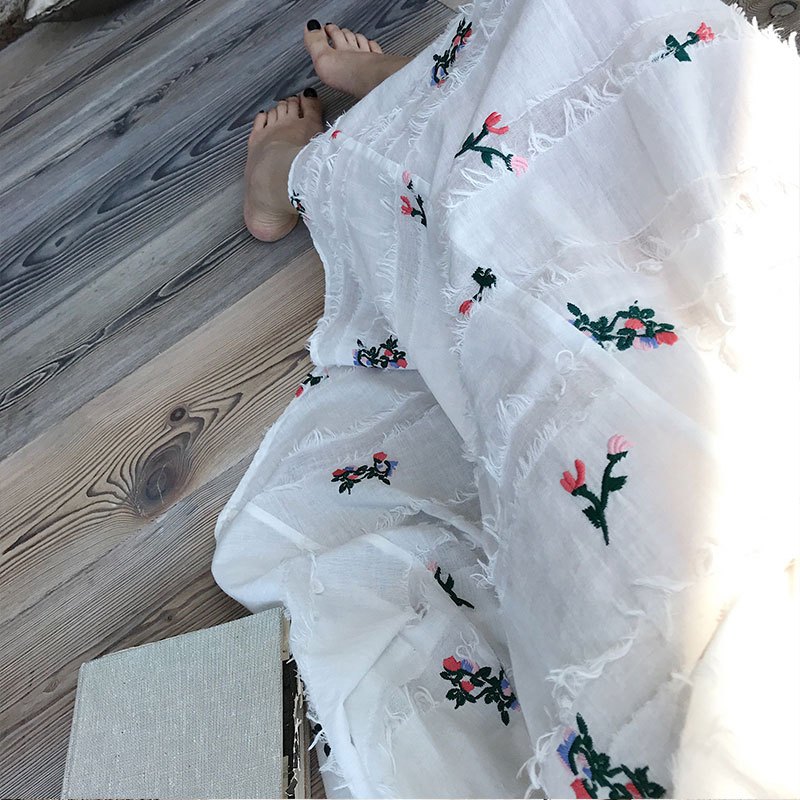 艳如飞新款胖mm三亚海边度假宽松显瘦两件套沙滩裙春夏棉麻大码连衣裙女大码女装