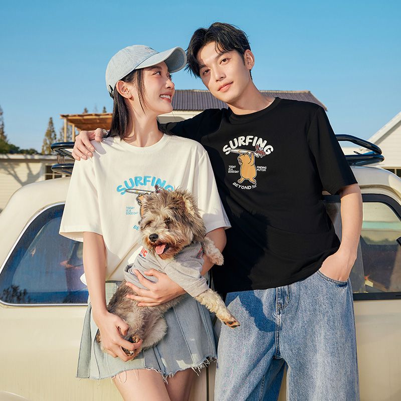 361°运动t恤男女同款夏季新款上衣圆领透气速干情侣款印花短袖高清大图