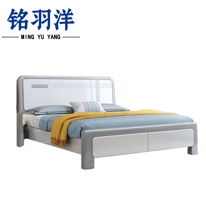 铭羽洋E03木质床120*218*48cm张高清大图