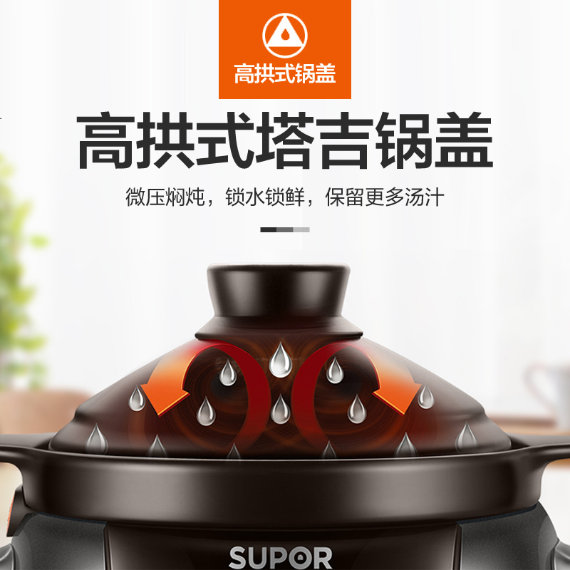 苏泊尔(SUPOR)电炖锅 电炖盅 煲汤锅 耐高温中华炽陶内胆 炖汤养生煮粥锅 精控快速 5L容量 TG50YC5