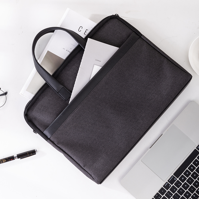 得力(deli)63751公文包文件袋黑/灰两色 加厚事务包手提资料袋电脑包拉链袋 帆布资料文件袋商务包高清大图