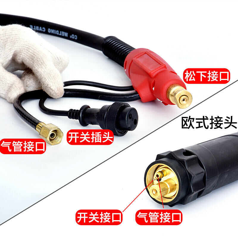 二氧化碳气保焊 200A/350A/500A/15AK/24KD 便携式 焊液化气 焊机配件欧式 欧式350A3米焊枪高清大图