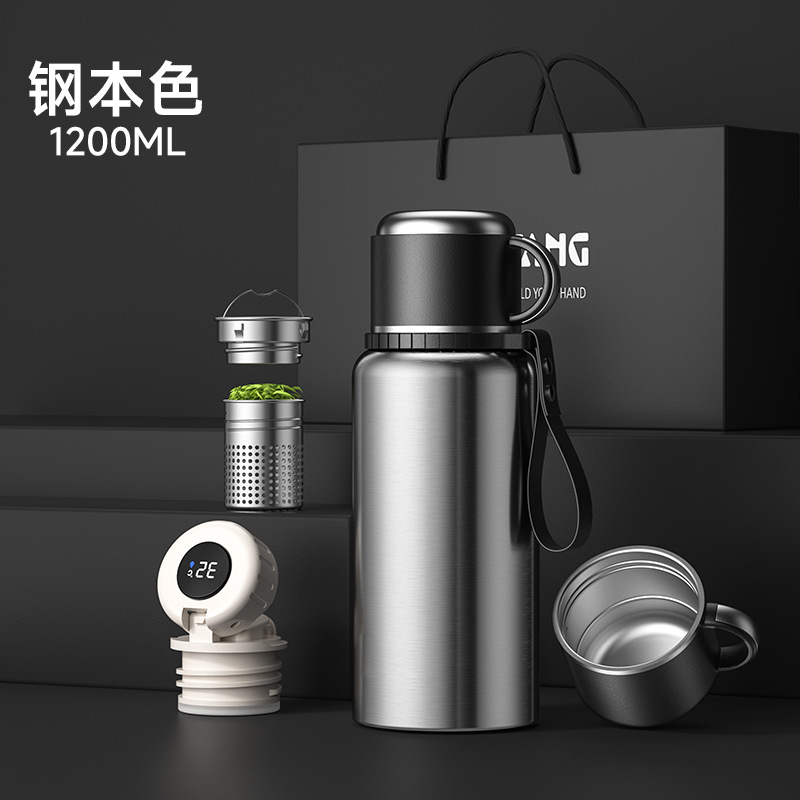 怡雅韵316不锈钢大容量水壶户外便携保温保冷可泡茶焖茶保温杯【珍品内胆-升级显温】钢本色(加大茶仓)800ml