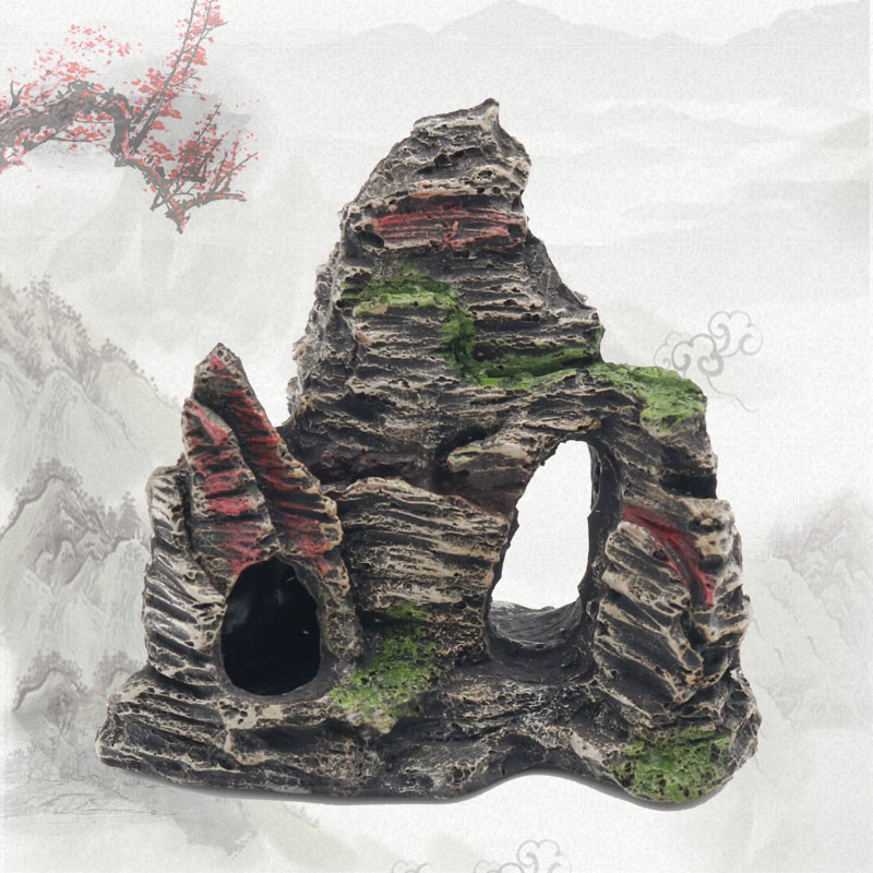 小鱼缸装饰品造景石套餐布景假山石塑料仿真水躲避屋水族箱摆件高清大图