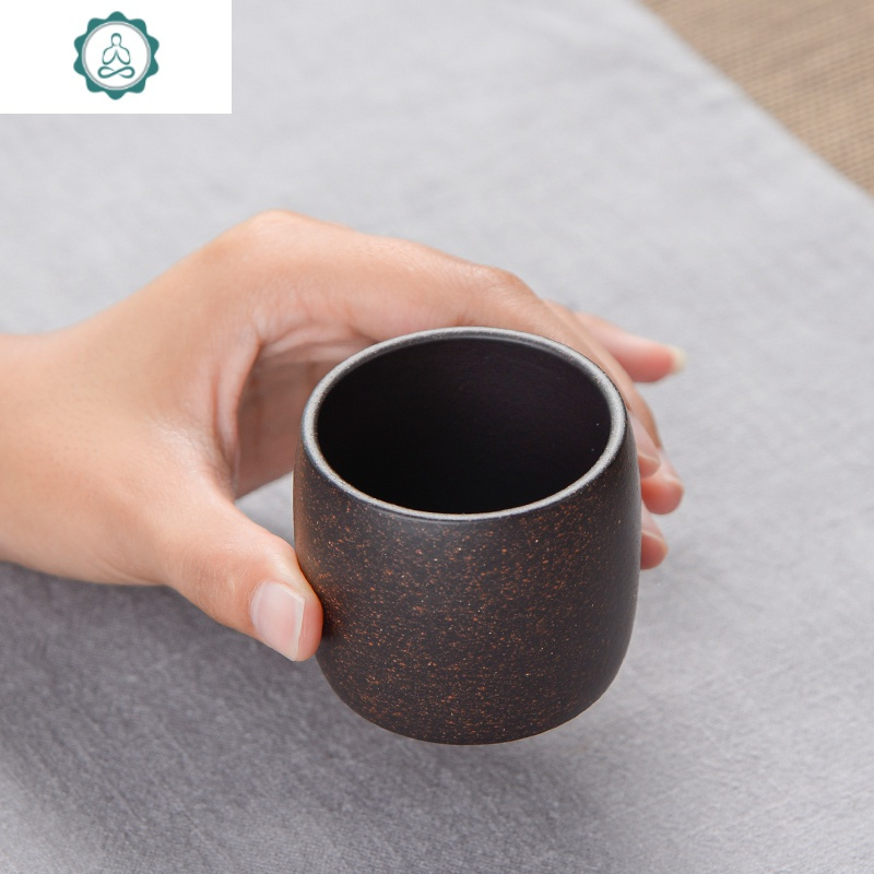 宜兴紫砂杯粗砂品茗茶杯小号小口全手工原矿茶杯单杯主人杯特价封后黑