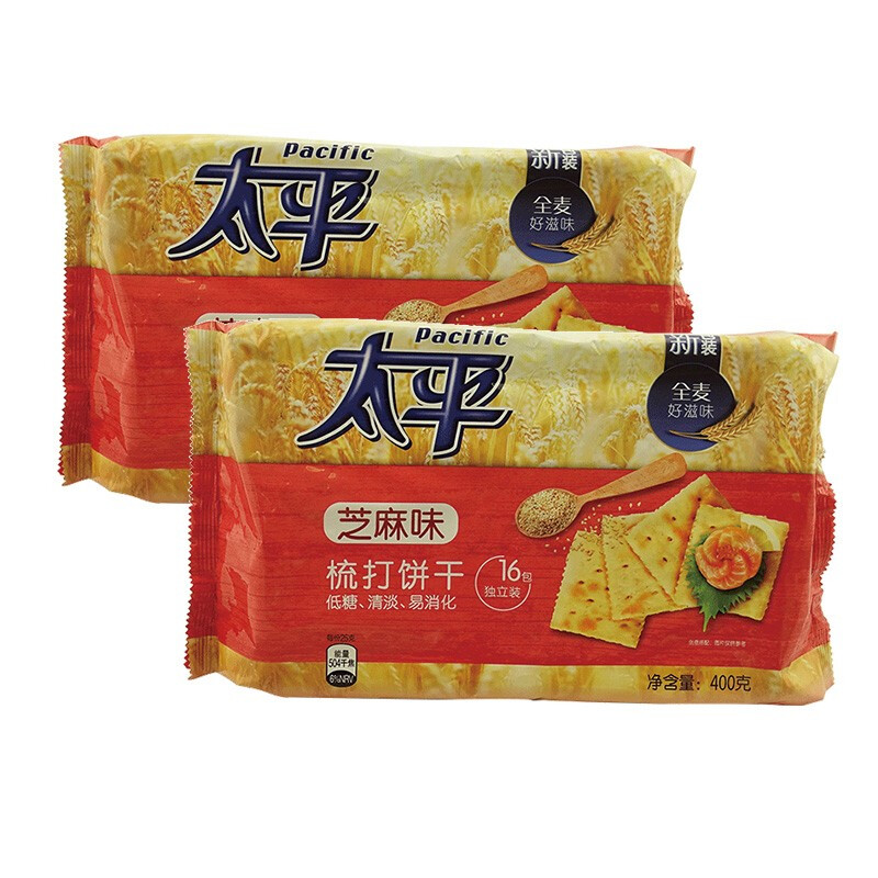 太平 梳打饼 芝麻味 400g*2包 苏打饼干咸味饼干零食批