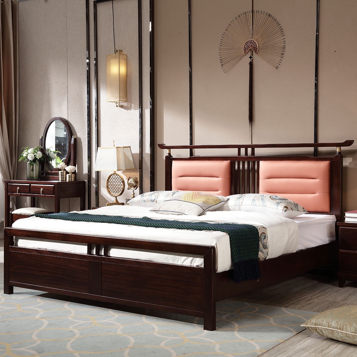 8米新中式双人大床现代简约轻奢卧室红木床