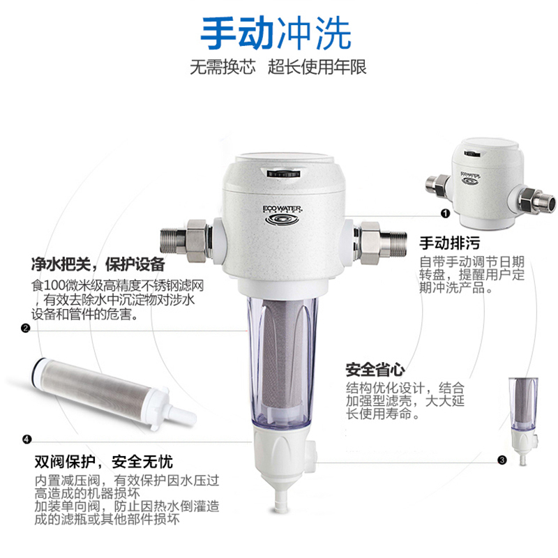 怡口(ECOWATER)前置过滤器ESF05-M全屋家用净水机净水器主水管