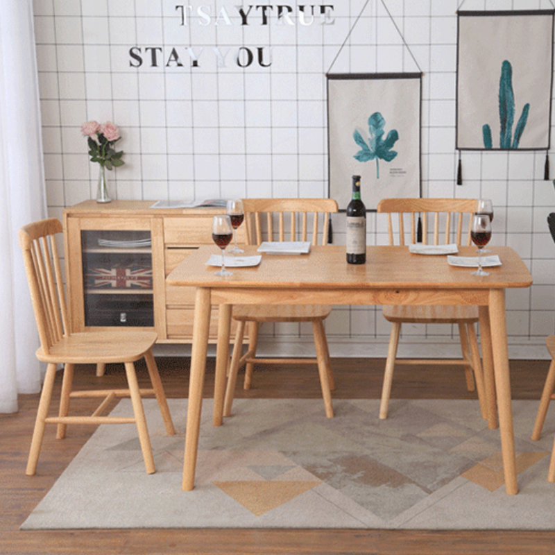 绵冠MIANGUAN实木餐桌椅组合简约现代小户型饭桌经济型餐桌 一桌四椅 1400*850