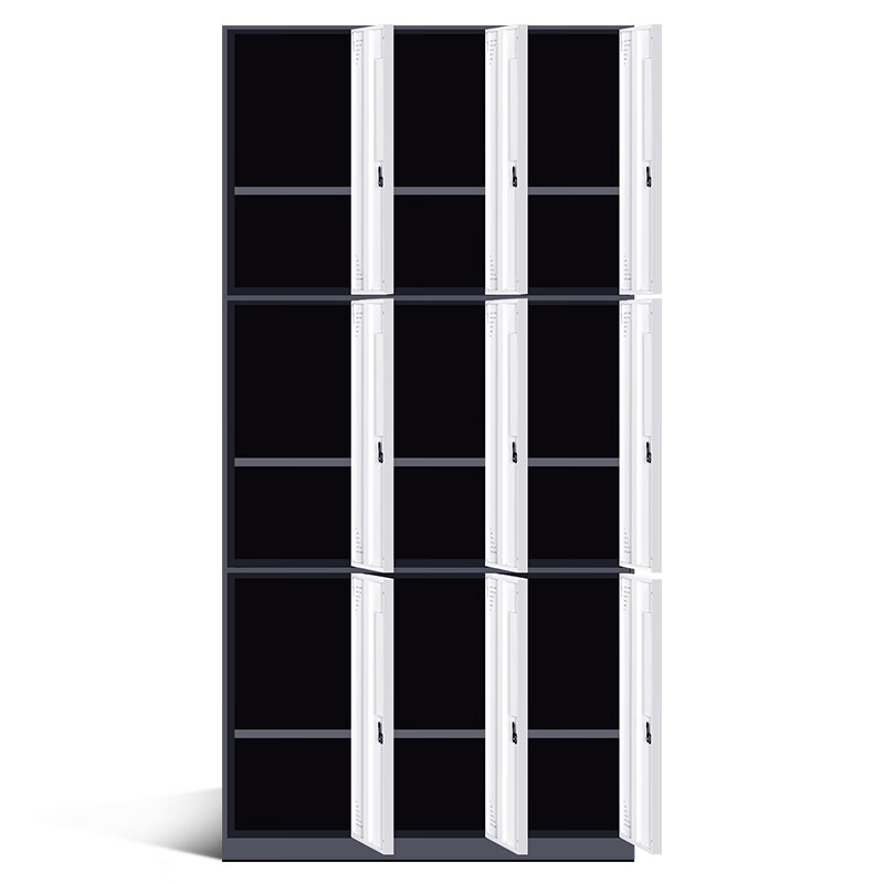 豫仲迈 钢制灰白套色宿舍储物柜九门更衣柜/台高清大图