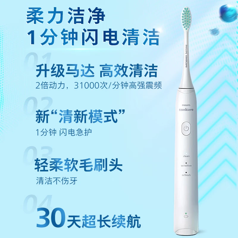 飞利浦(PHILIPS)电动牙刷飞利浦钻石1系声波震动新升级S2宝藏蓝HX2418/02高清大图