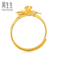 周生生(CHOW SANG SANG)足金小花黄金戒指开口戒女款74688R计价