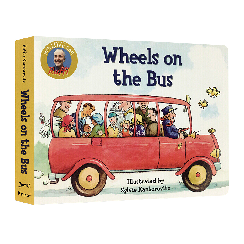 [正版]The Wheels on the Bus 公车巴士上的轮子 英文原版 英语启蒙儿歌绘本纸板书 韵律童谣 0高清大图