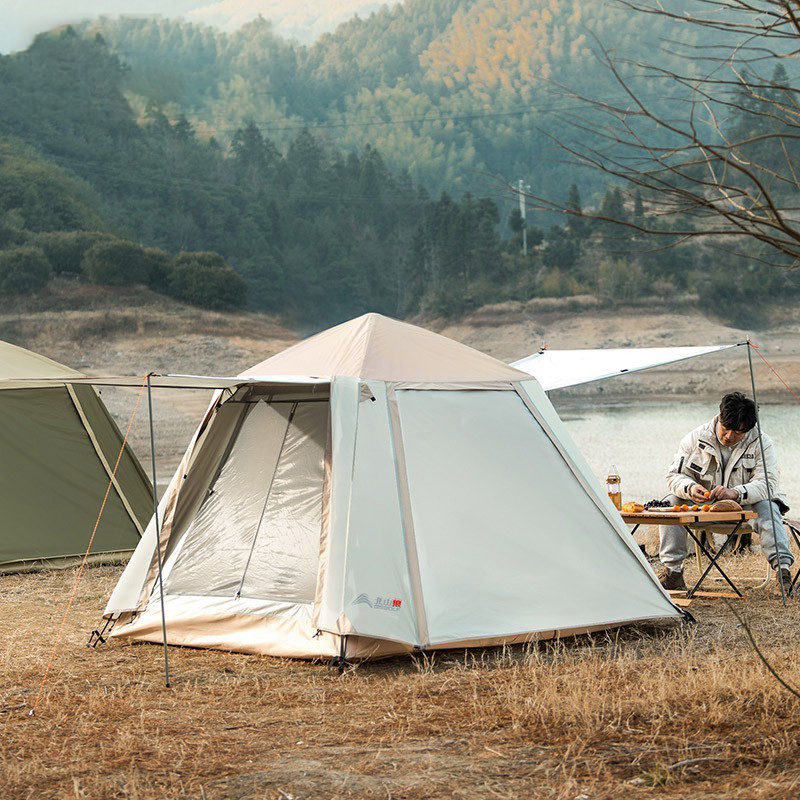 北山狼 户外全自动帐篷 野外露营加大加宽防晒3-4人帐篷 双层加厚防
