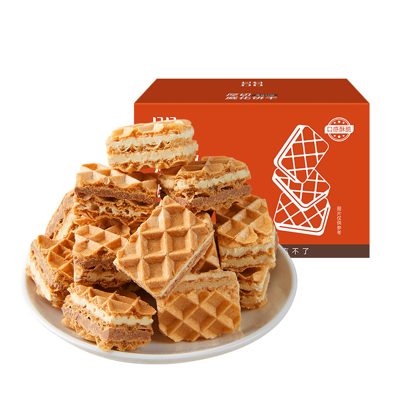[4箱]3种口味约120包厚切威化饼巧克力味芝士味冰淇淋味165g/箱饼干多口味0反式脂独立小包装办公室解馋小零食高清大图