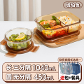 饭盒微波炉加热专用碗上班族带饭餐盒玻璃保鲜盒分隔便当盒 琥珀色三隔1040+圆450+包+餐具