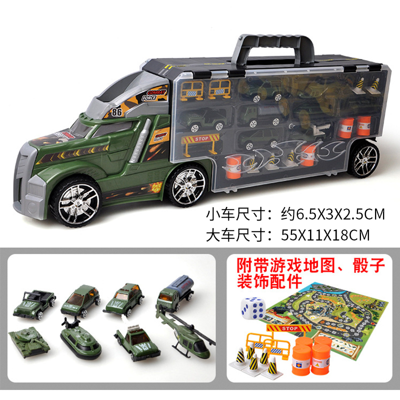 合金货柜车 儿童玩具车合金货柜车模型工程消防挖土机勾机套装男孩子合金小汽车
