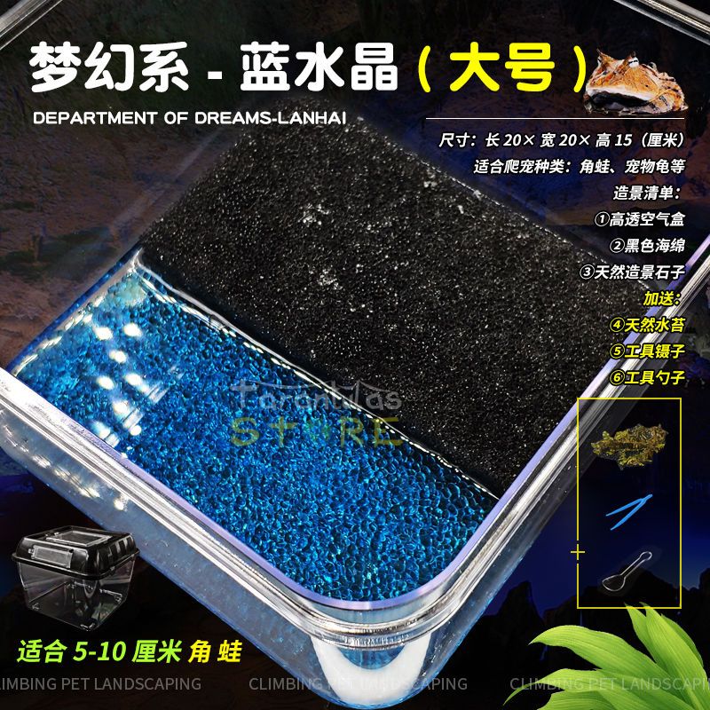 角蛙饲养盒饲养箱造景角蛙乌龟蝾螈缸两栖专用带晒台 高透空气盒1个