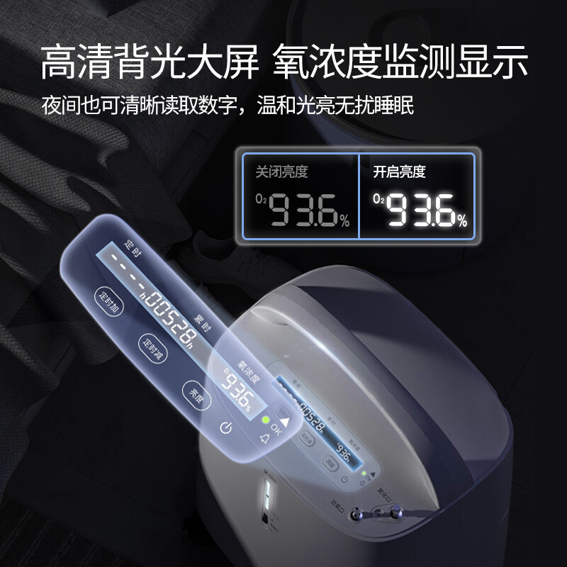 鱼跃制氧机9F-5BW家用5L升吸氧机老人孕妇氧气机制氧雾化93%氧浓度定时功能氧气机家用医用型家用制氧机吸氧机医用