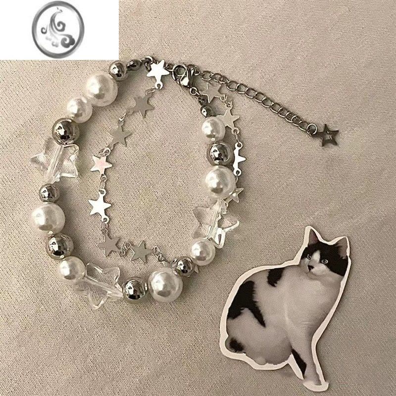 JiMi自制ins星星手链夏小众设计高级感双层珍珠串珠手环轻奢复古手饰图片