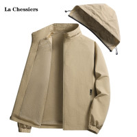 La Chessiers官方立领夹克外套男春秋季防水加大码宽松户外可脱卸帽冬季加绒