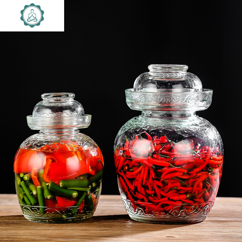 四川泡菜坛子玻璃加厚大小号腌菜罐水密封酱菜缸泡菜罐
