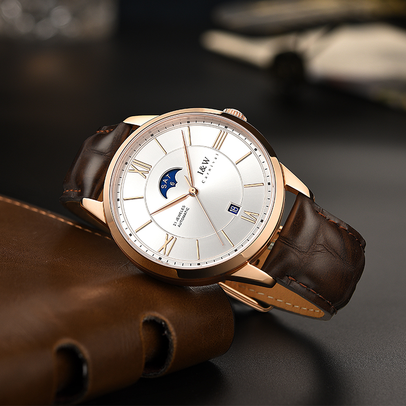 瑞士嘉年华(CARNIVAL)正品手表全自动机械表 男表休闲时尚皮带男士腕表进口机芯防水品牌复古腕表528G高清大图