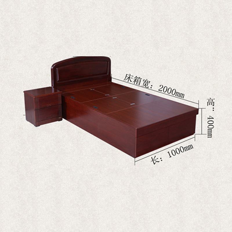昇恒轩 实木床 单人床 公寓单人床 2000*1200*420mm 张高清大图